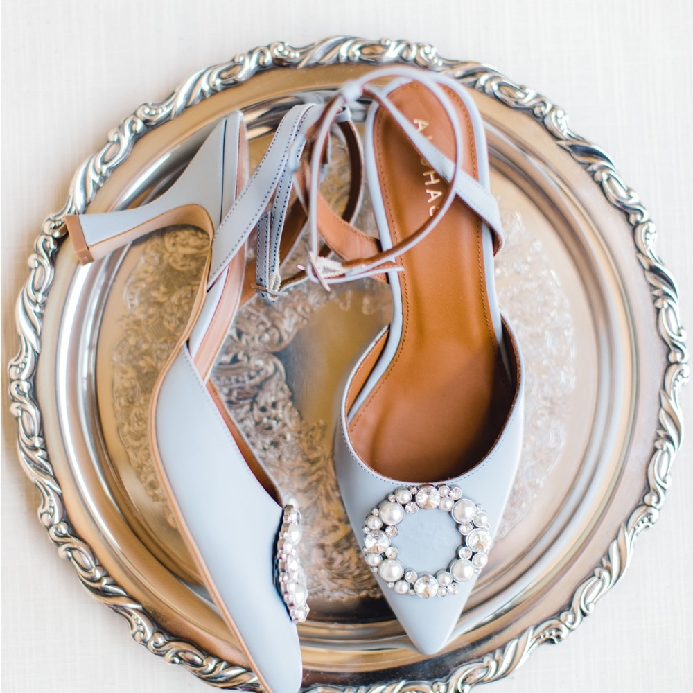 ALOHAS Cinderella Light Blue Heels with Pearl Detail